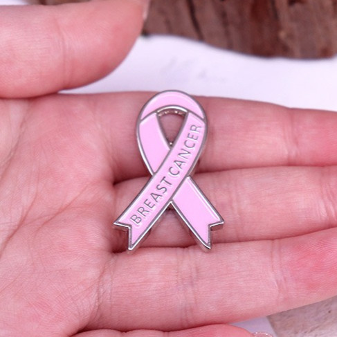 2PCS Breast Cancer Awareness Pink Ribbon Brooch Fashion Metal Pin Jewelry for Women