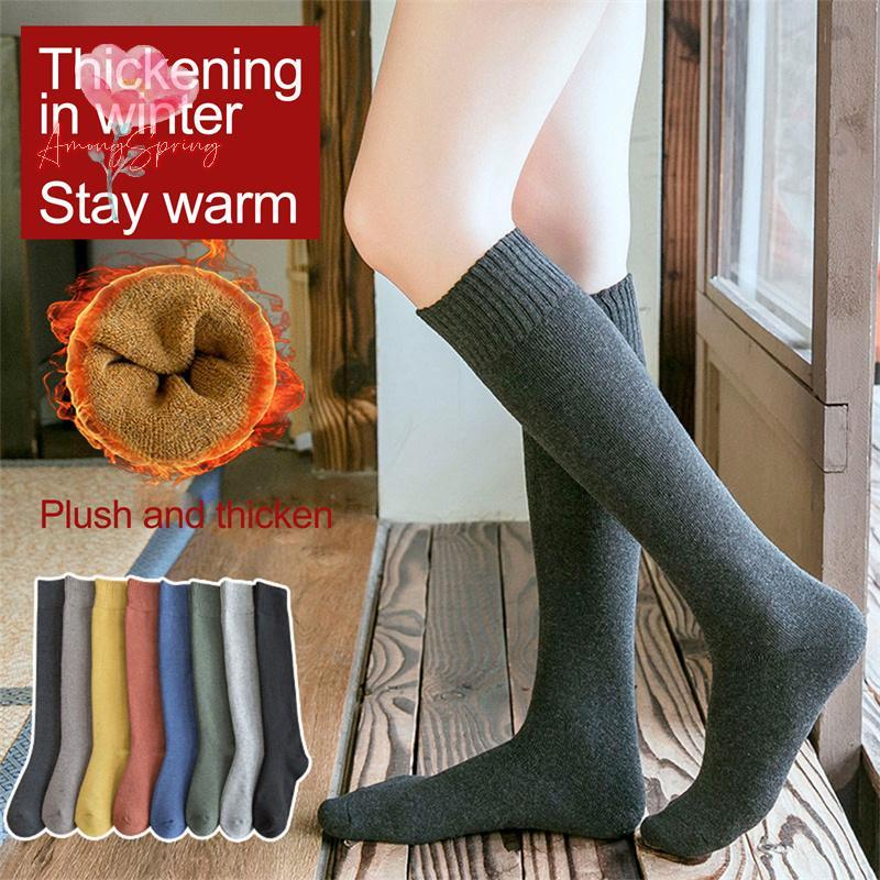 AmongSpring Women's Thick Velvet Thermal Calf Socks