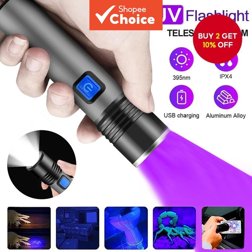 365nm Zoomable UV Flashlight Blacklight for Pet Urine Detection and Curing Lighting