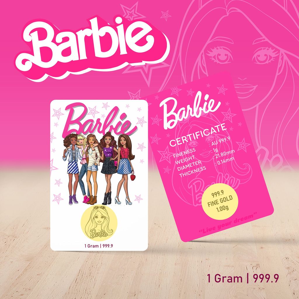GDORA Gold Bar 1.00gram '' Barbie Fashionista '' 999.99
