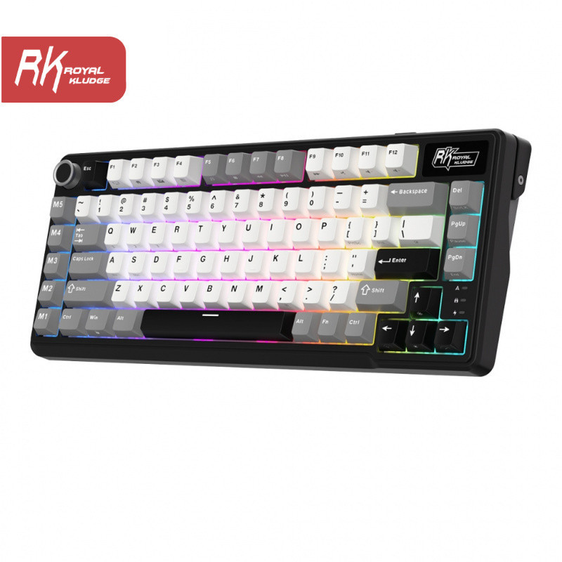 RK ROYAL KLUDGE L75 Knight 85 Key Diy Tri-Mode RGB Wired Bluetooth 2.4G Wireless Mechanical Keyboard - Black