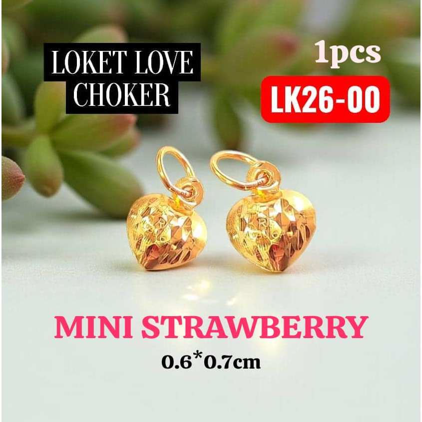 Wing Sing Loket Love Love Gemok Pahat Choker Strawberry Bajet Fesyen Emas 916 / 916 Love Pendant