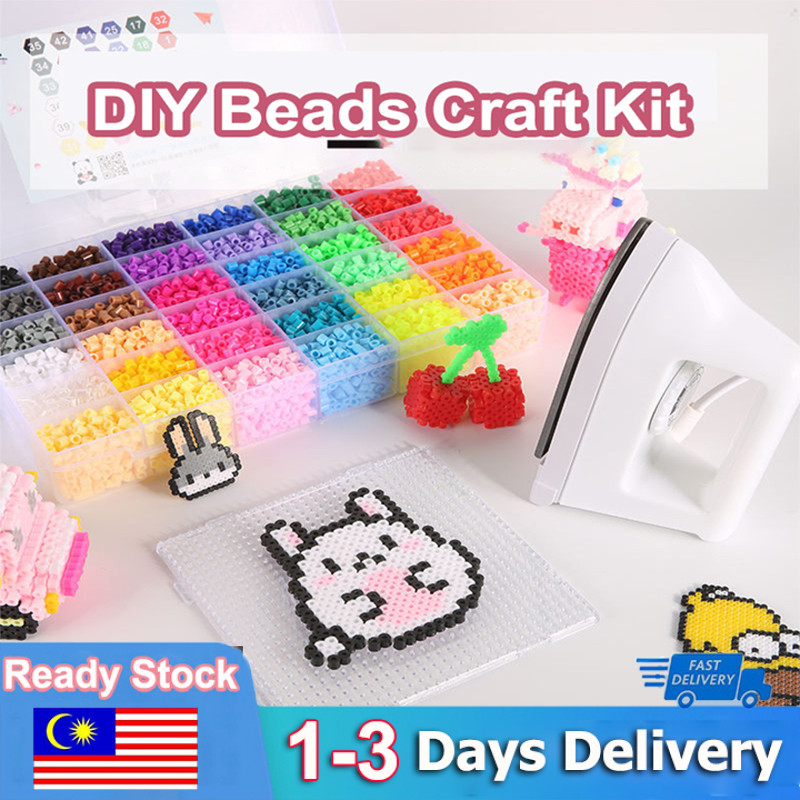 DIY Toy Fuse Beads Craft Kit  7000 PCs Kids Activity Gift Mainan Budak Perempuan Melty Fusion Perler Beads Colored Pearl Art and Craft Set 拼豆 手工DIY