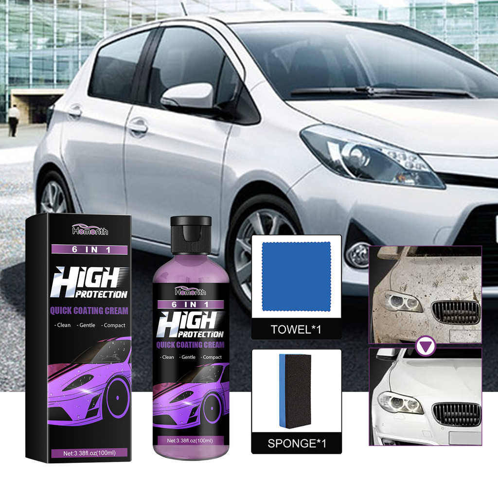 6-in-1 Coating Paste, Multi-functional Car Cleaning Glass Dustproof Maintenance Polishing Renovation Coating Paste