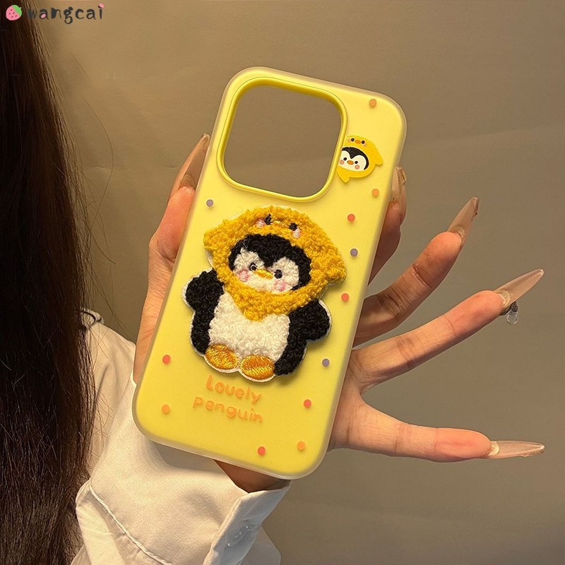 For infinix Hot 60 Pro Plus 60i 50 Pro Plus 50i 40 Pro 40i 30 Play 30i NFC Phone Case 2 in 1 Double Layered Plush Embroidery Penguin Chick Dog Cute Cartoon Casing Case Cover