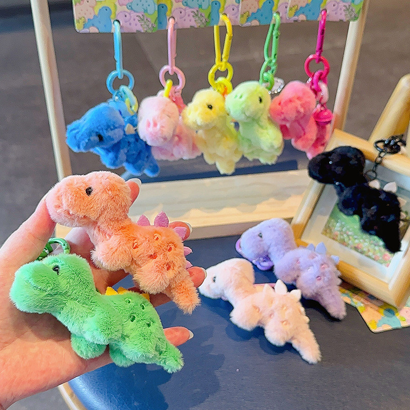 Dopamine Dinosaur Plush Keychain Charm Cute Minimalist Fashion School Bag Niche Keyring