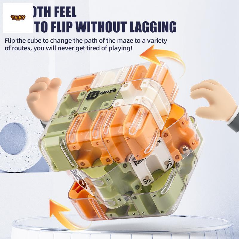 3D Maze Magic Cube Puzzle Toy - Rolling Ball Labyrinth Stress Reliever for Kids