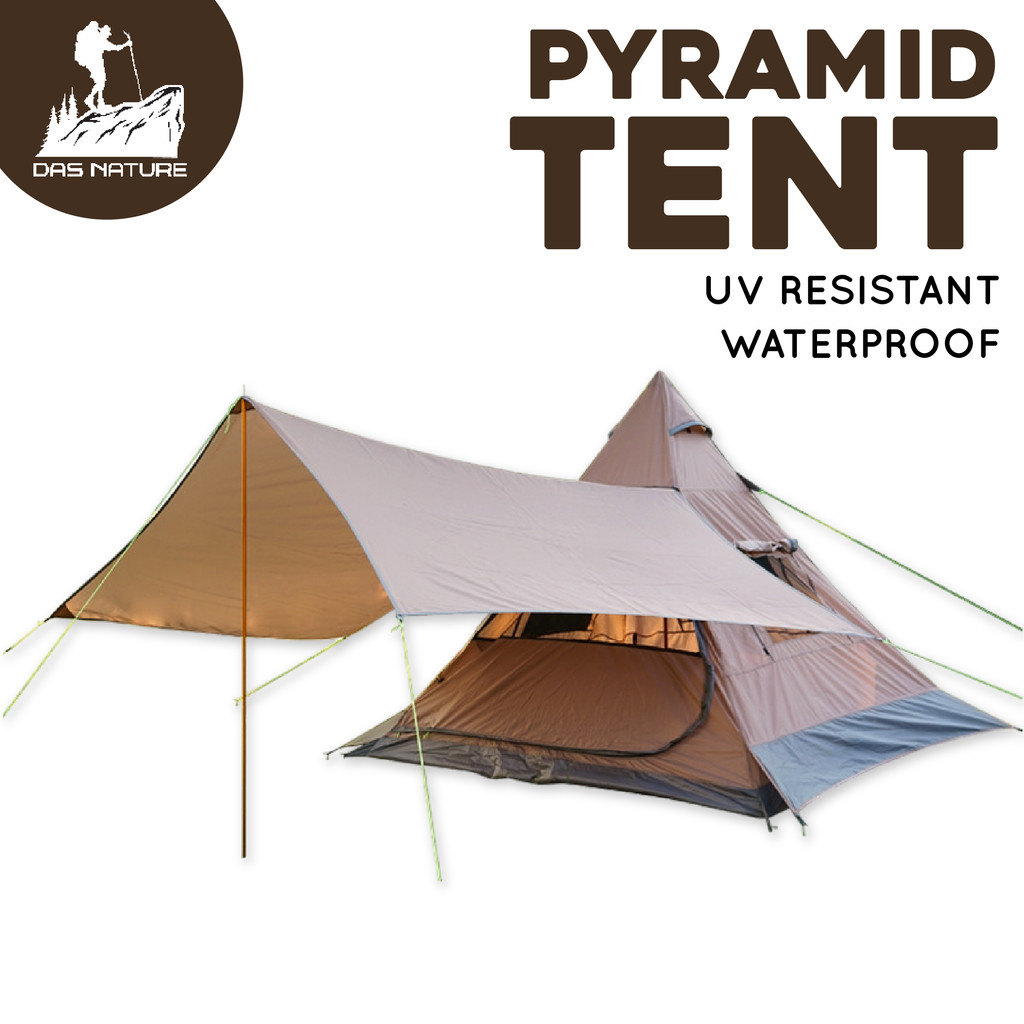 Pyramid Camping Tent 3-4 Person MS Teepee MX Pro Waterproof Double Layer Khemah Camping Khemah Unta Kemah