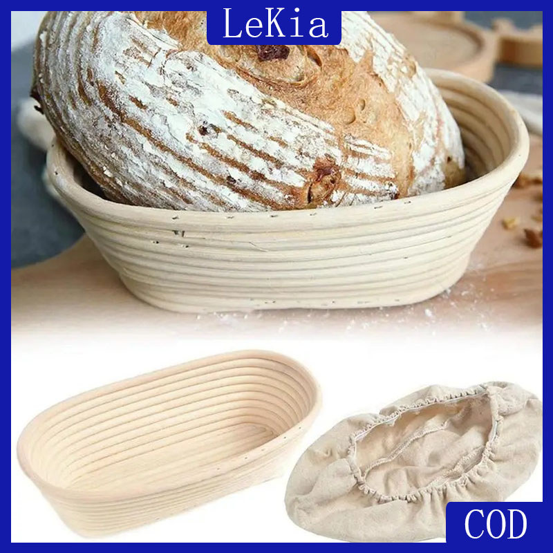 Rattan Fermentation Basket with Cloth Liner Oval Food Grade Bread Fermentation Basket Baking Tools Bakul Bukti
