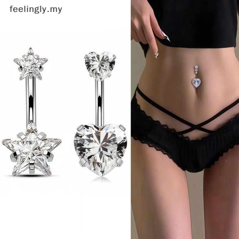[T&B Nov] Sexy Belly Navel Piercing Stainless Steel Fashion Heart Belly Button Ring For Women Girls Belly Piercing Ring Body Jewelry {my}