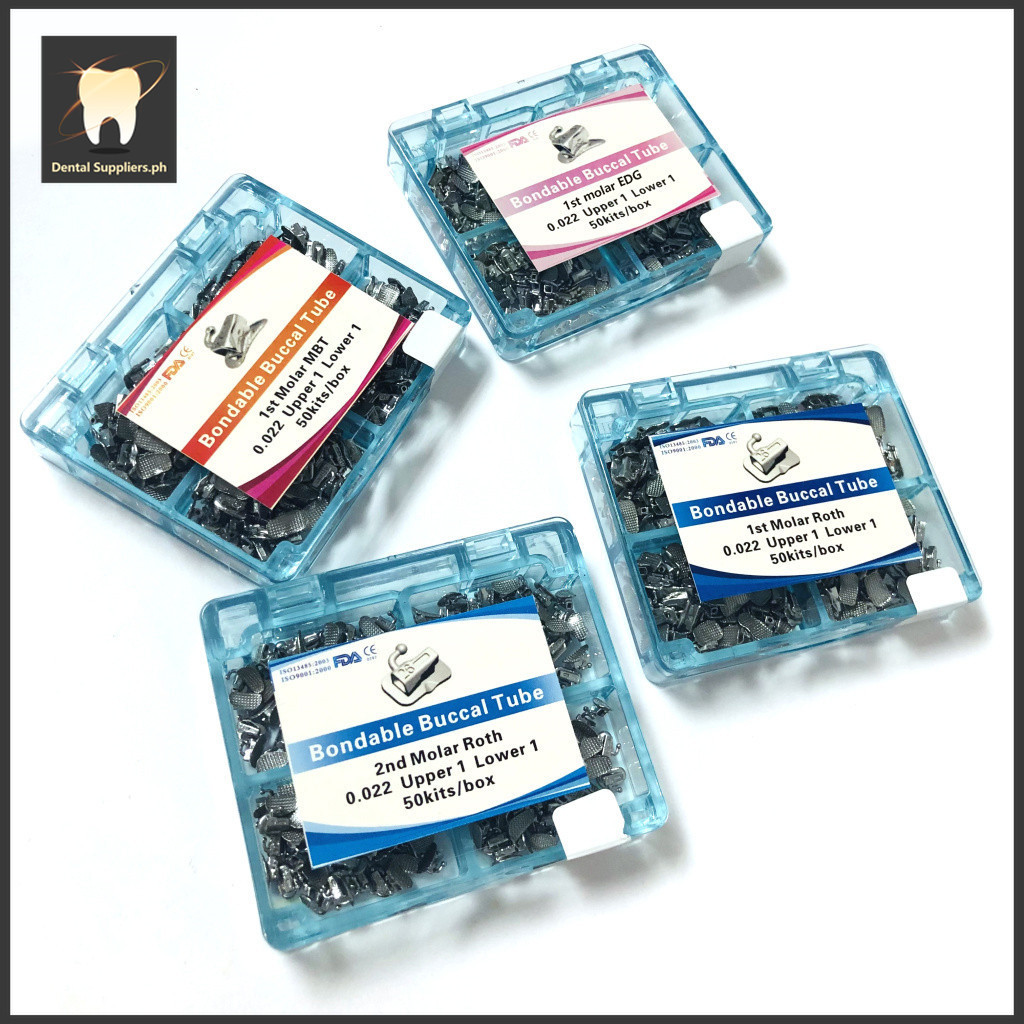50 Sets Dental Orthodontic Buccal Tube 1st/2nd Molar Bondable Non-Conv Monoblock/Split Roth/MBT 018/022 Ortho Materials