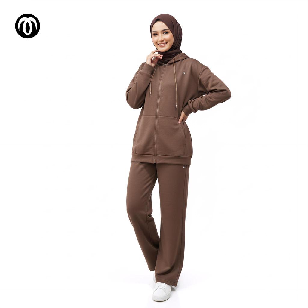 OMCORE-Wide Leg Casual Pants Rayon Women n Women's Long Sleeve hooded | Seluar Kaki lebar Baju Lengan Panjang Bertopi