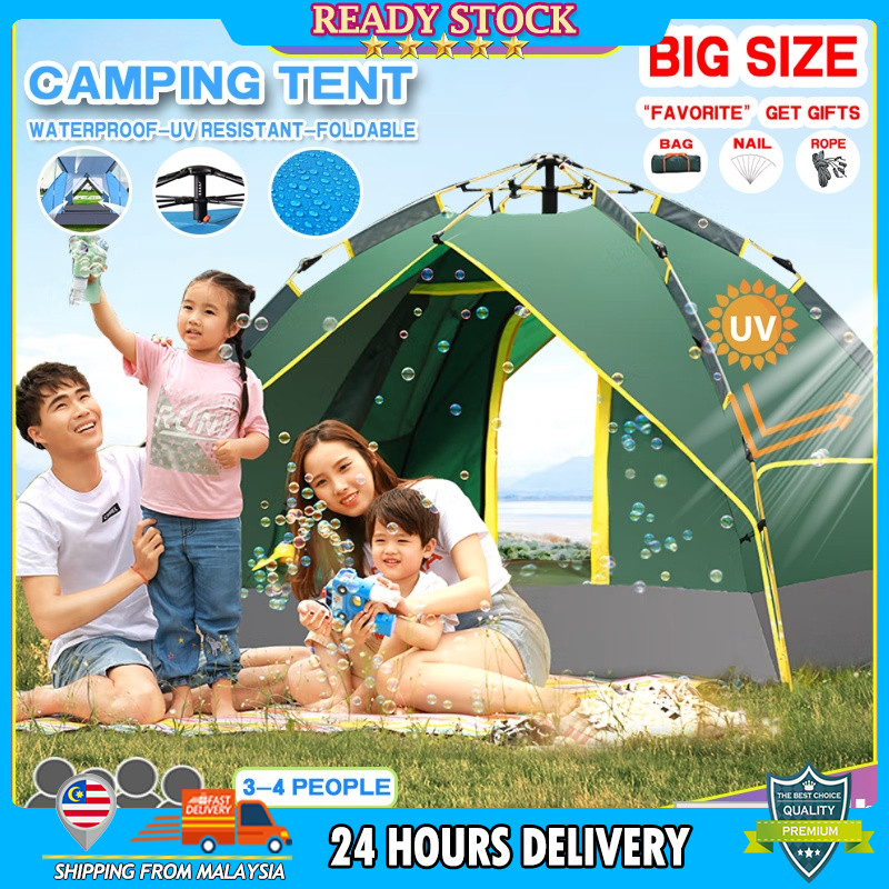 3-4 Persons tent for camping tent waterproof Anti-UV Outdoor Foldable Tent for family