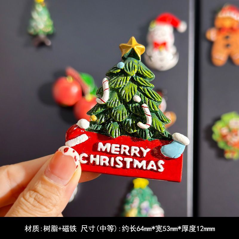 Christmas Refrigerator Stickers Santa Claus Christmas Tree Elk Resin Magnetic Stickers Creative Toys