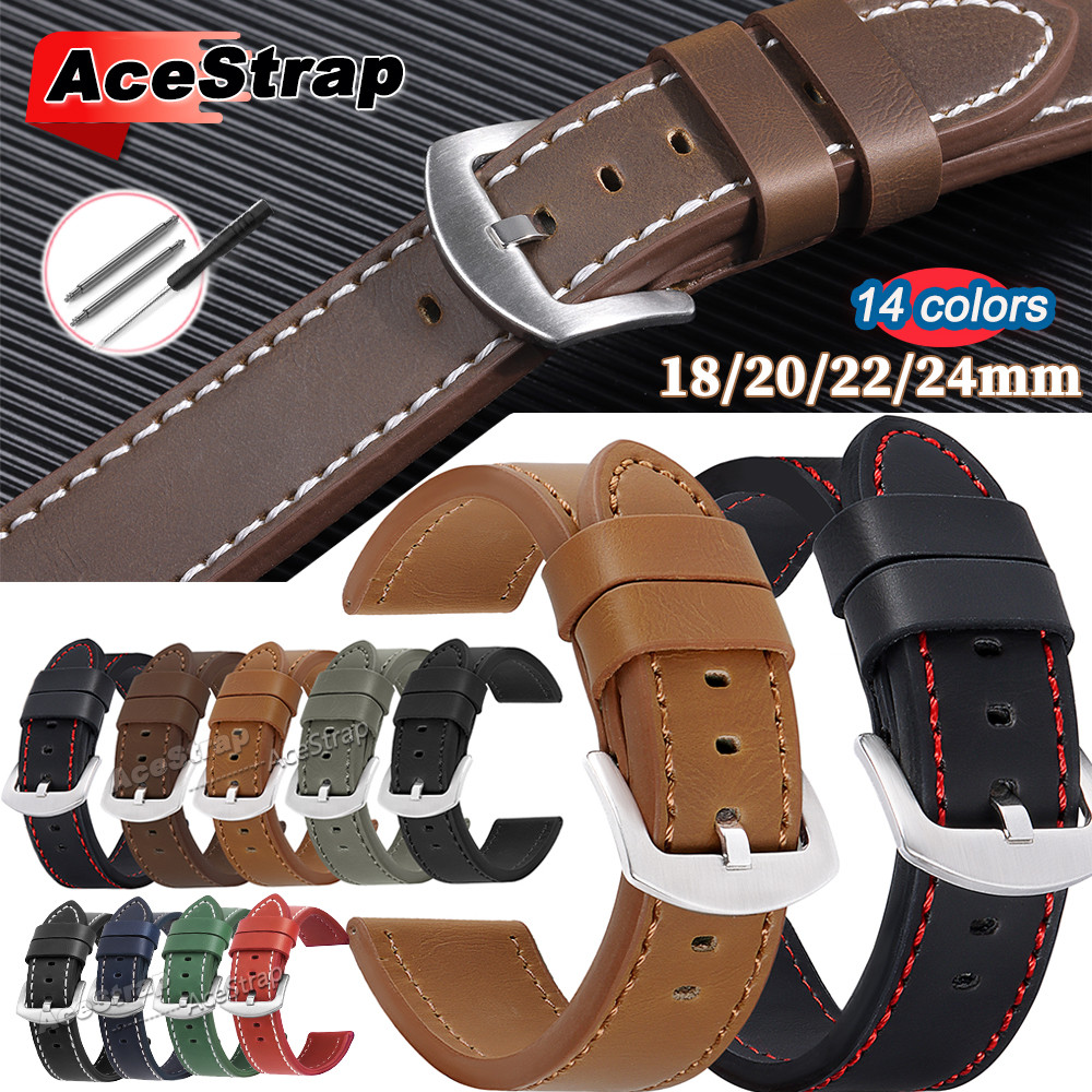 Vintage Genuine Leather Watch Strap 18mm 20mm 22mm 24mm Universal Replacement Watch Band for Men Women Waterproof Wristband Smart Bracelet