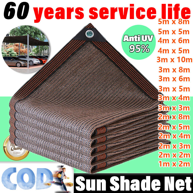 High Quality Anti UV 95% Sunshade Net Black and Brown Outdoor Garden Net Farm Net Greenhouse Net Sunscreen Sunblock Shade Cloth Net Outdoor Swimming Pool Cover Sun Shade Net