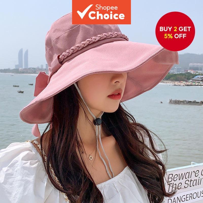 Women's Wide Brim Sun Hat - Foldable Bow Fisherman UV Protection Cap for Beach & Travel​​