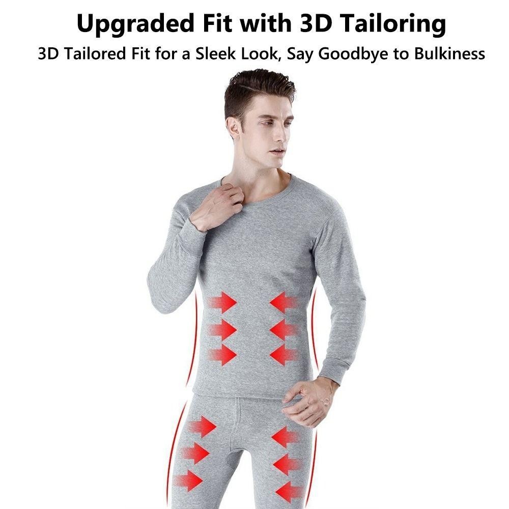 Versatile Durable OKDSHOP Men's Thermal Underwear Set Fleece Lining Cold Weather Warm Long Johns Men High Elasticity ... - Image 2