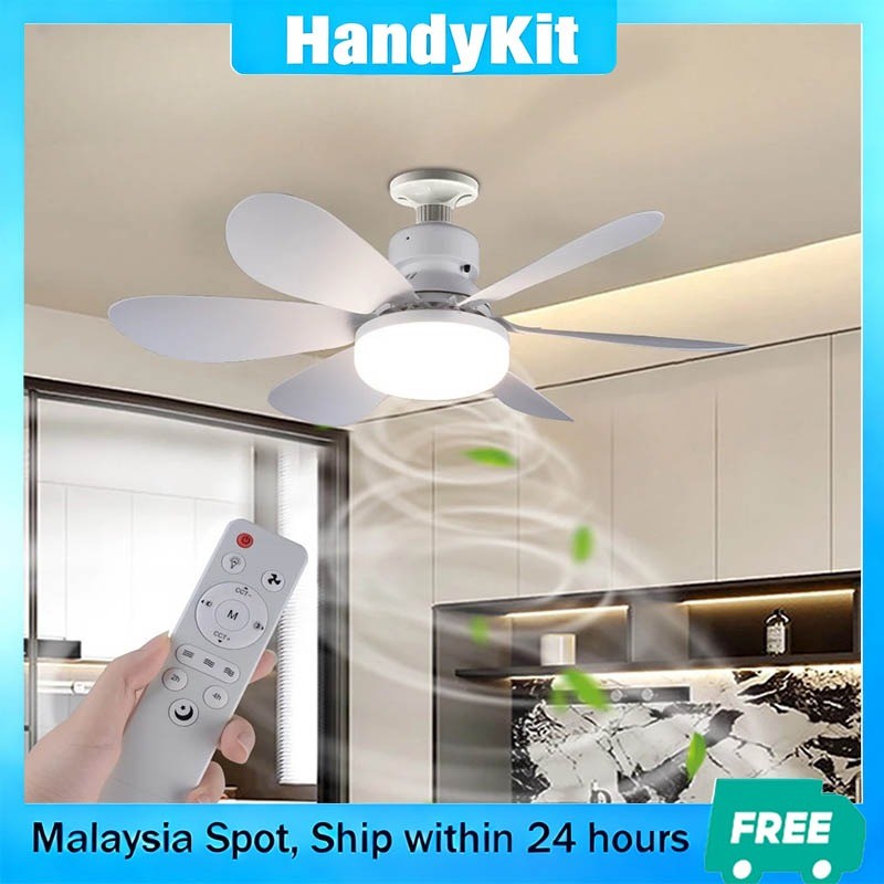 52CM Ceiling Fan With Light 40W E27 6 Blades Silent Fan Light with Remote Control