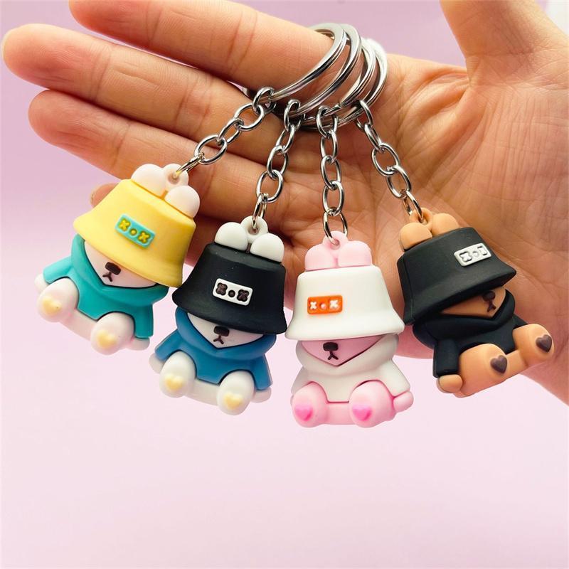 Hijau Sleeping Fisherman Bear Cute Keychain PVC Doll Bag Car Keychain Pendant Rogue Rabbit Keychain
