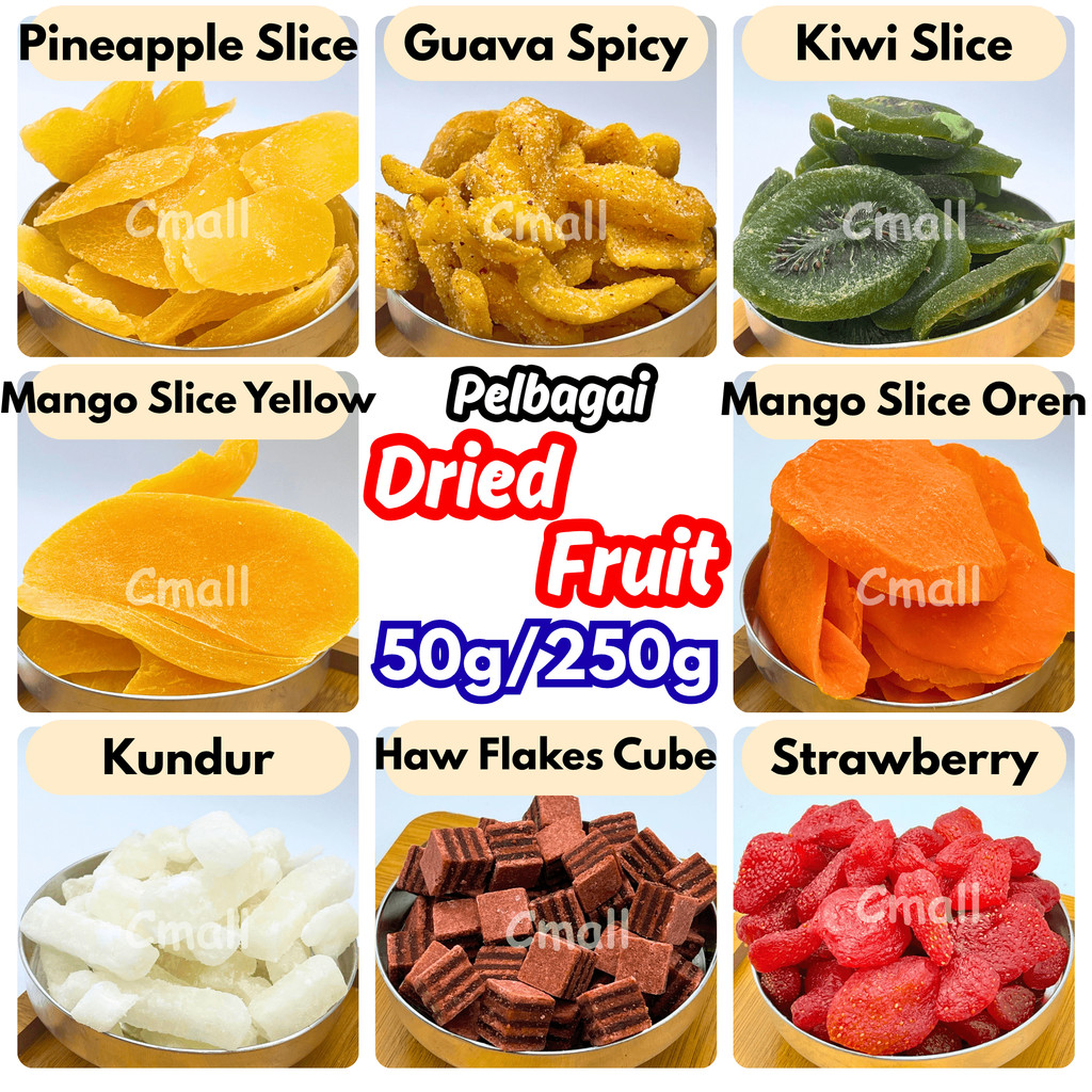 [HALAL] Pelbagai Buah Kering Dried Fruits 50g/250g Manis & Kenyal Viral Malaysian Favourite