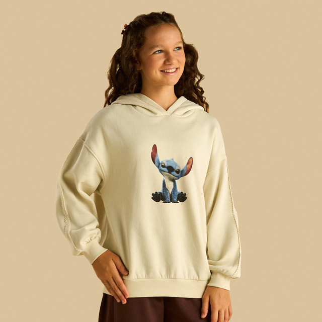 Max Fashion Stitch Print Oversized Hooded Sweatshirt