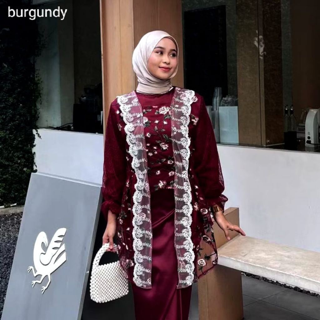 Multi Durable ONESET BURKAT TULLE GARDANIA|KEBAYA TUNANGAN|KEBAYA WISUDA|KEBAYA KONDANGAN|KEBAYA MODERN|KEBAYA TERBAR...