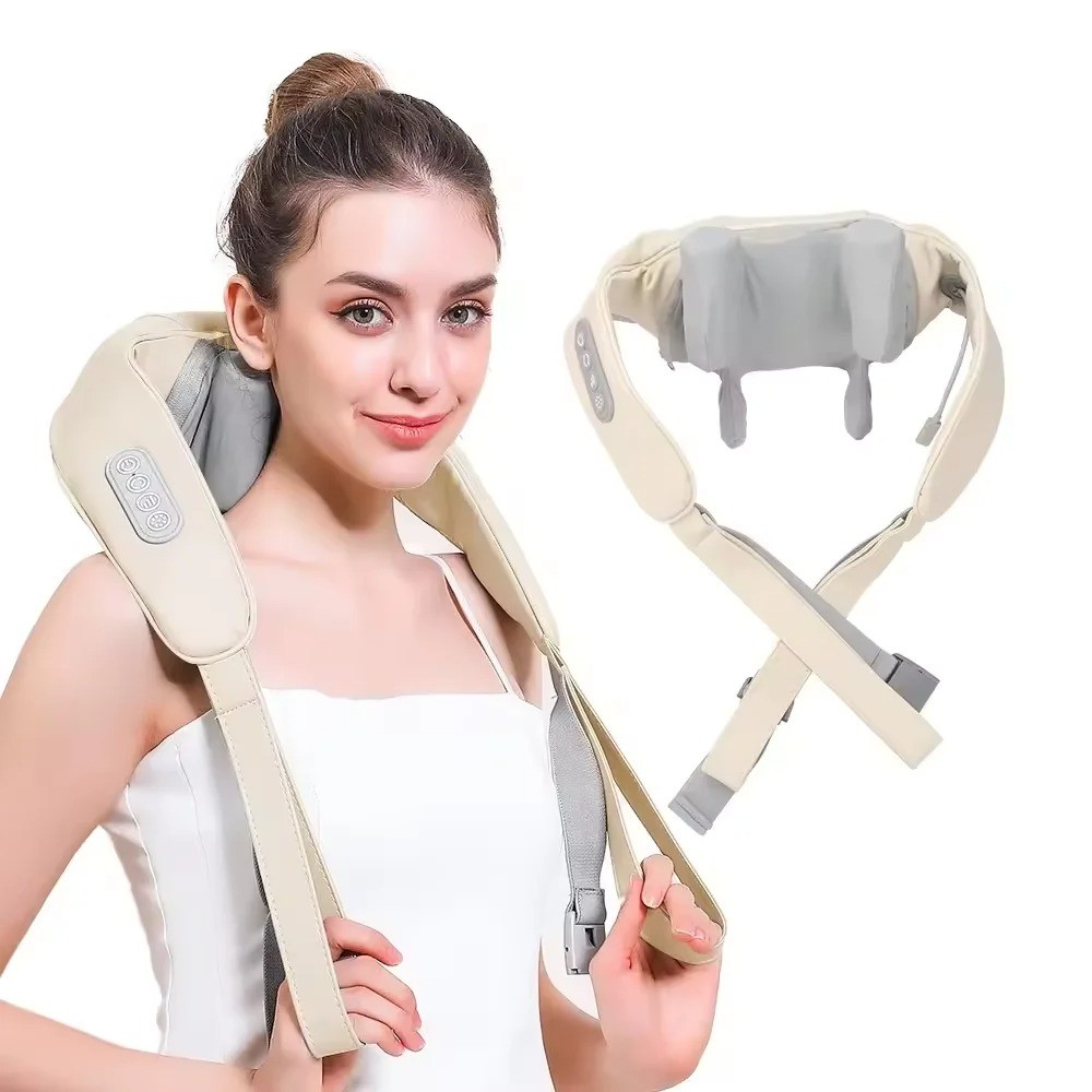 Electric Shiatsu Back and Neck Massager Cordless Shoulder Massager with Heat Deep Tissue 3D Kneading Massage Pillow for Shoulder Leg, Body Muscle Pain Relief