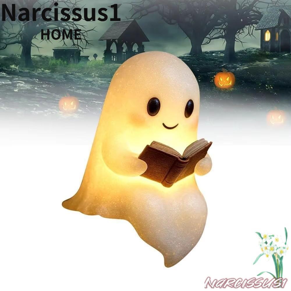 NARCISSUS Halloween Ghost Night Light,  Ghost Statue Halloween Ghost Reading Book Lamp, Gifts Halloween ornaments Halloween Decor LED Night Lamp