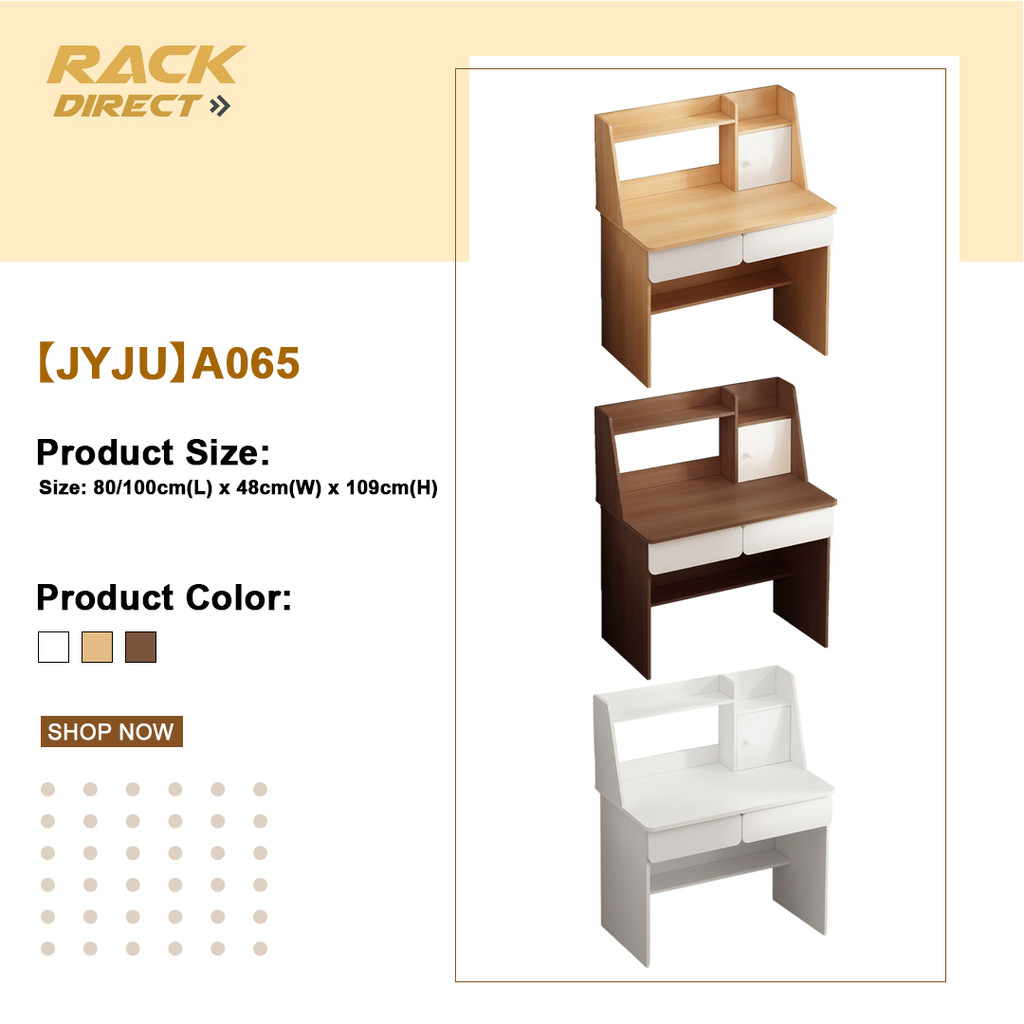 𝐑𝐚𝐜𝐤 𝐃𝐢𝐫𝐞𝐜𝐭【JYJU】Meja Space-Saving Desk with Integrated Bookshelf Modern Minimalist Computer Desk for Home Offices