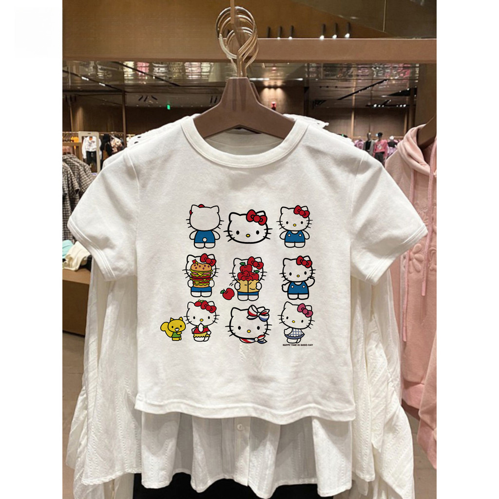 【220G 100%Cotton T-shirt】DUDU t-shirt Pakaian kanak-kanak perempuan girl top clothes hellokitty Print cute soft summer