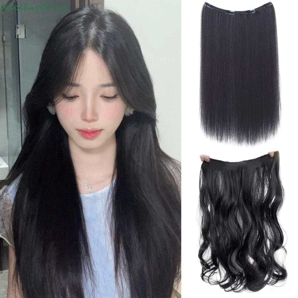SPICEHIVE​ Long Wavy Straight Hairpiece, Ultra-Thin Simulated Invisible V-shaped Wig, Fashion Fluffy Layered Lightweight One-piece Hair Extension Summer