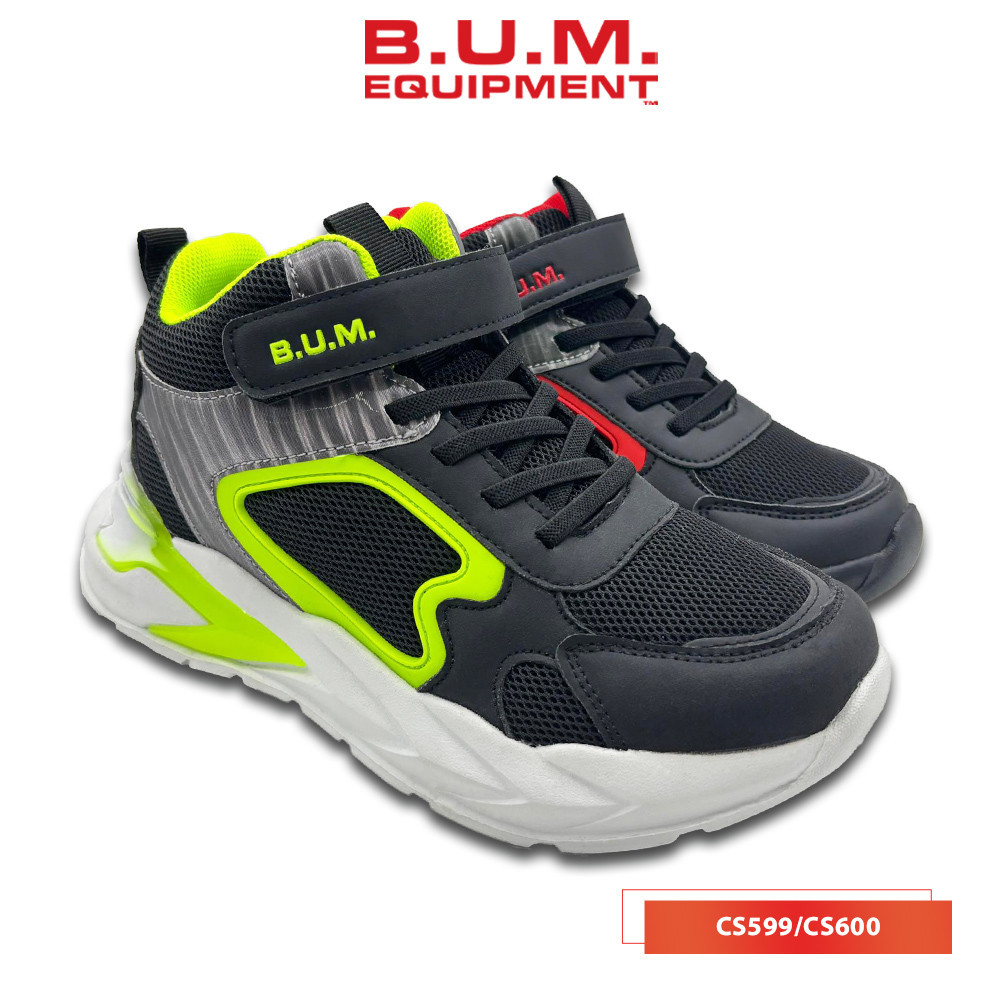 BUM Equipment Kid's Shoe CS599/CS600 Black x Red/Black x Green - Kasut Kanak-Kanak Kasual Ringan Selesa Sneakers