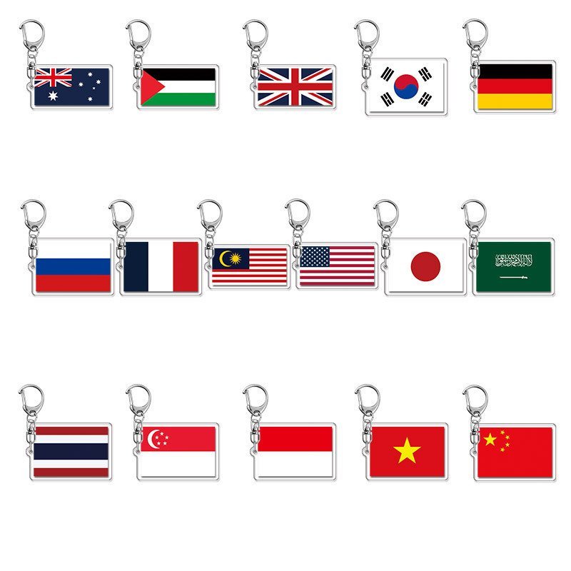 Football Fans Flag Event Patriotic Tourism Commemorative Acrylic Keychain Pendant Small Gift Christmas gift
