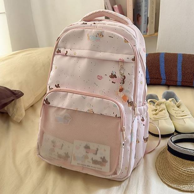Beg bahu pelajar sekolah buku teks ransel kartun manis pelajar sekolah menengah ringan kapasiti besar 13-16 inci komputer ransel