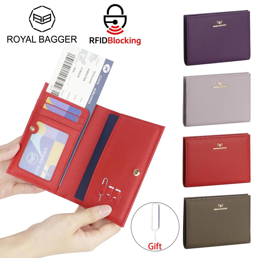 Royal Bagger Dompet Pasport Wanita RFID Kulit Asli Perjalanan Slot Kad Dengan Alat SIM 4090