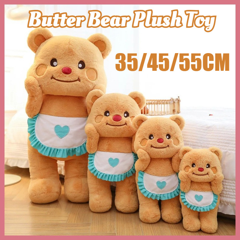 35/45/55CM Butter Bear Toy Cute Plush Stuffed Doll Teddy Bear Pillow Kid Birthday Gift Patung Lembut