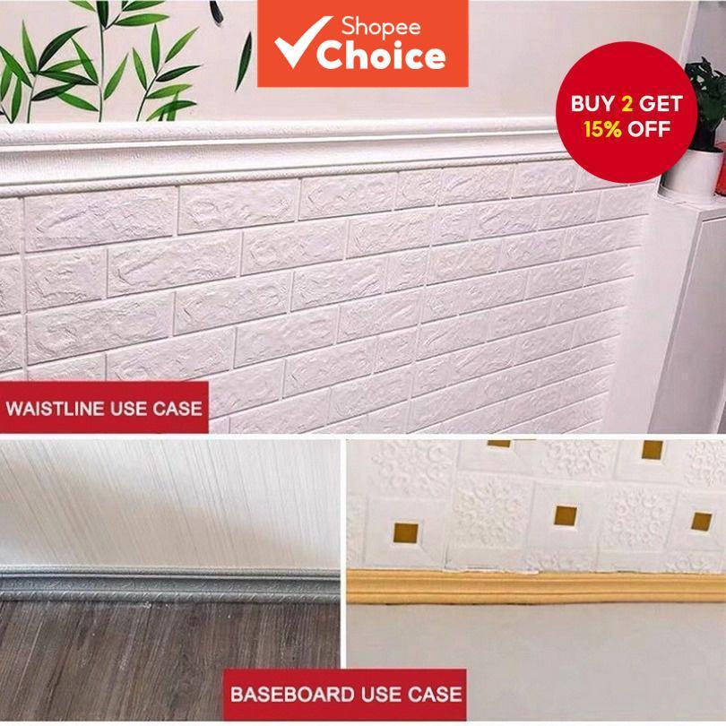 Eco-Friendly 3D Foam Wall Baseboard – Anti-Collision, Self-Adhesive, Waterproof Home Decor Strip