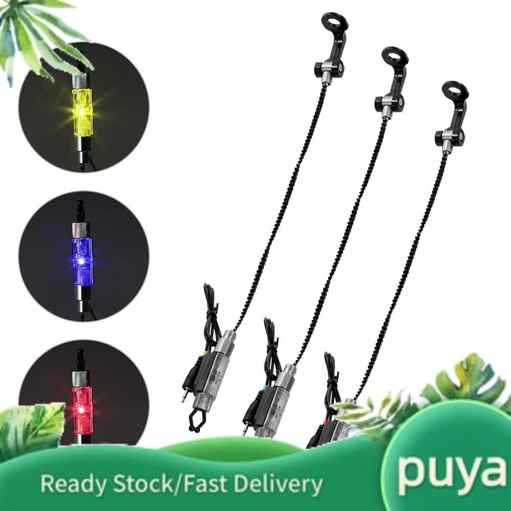puyas Fishing Bite Alarms Set Digital Alarm Kit LED Indicator Alert Bell Swinger Tackle with Zippered Box