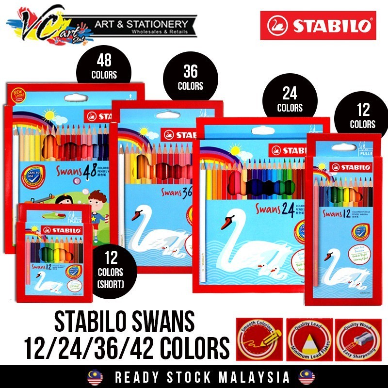 Stabilo Swans Colored Pencils Pensel Warna Student School Stationery Alat Tulis Non Toxic Coloring Material