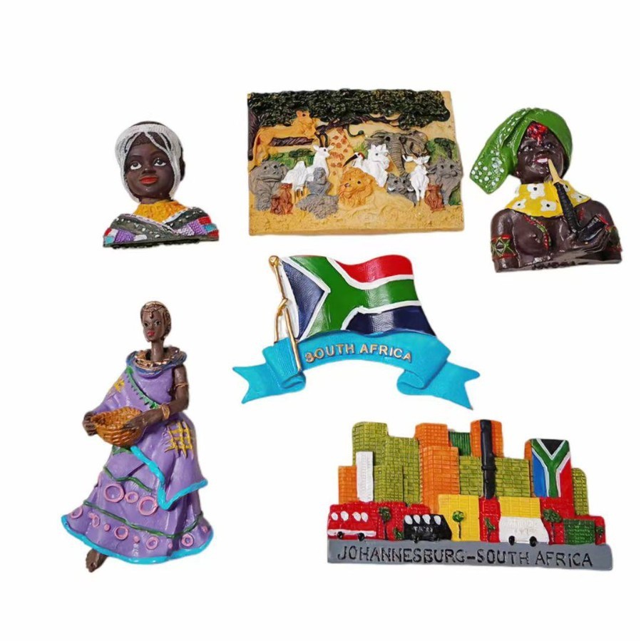 【Ready Stock】Fridge Magnet｜Metal & Resin｜Safari Wildlife Style｜South Africa Johannesburg Landmarks & Big Five Animals｜Travel Souvenir Collection｜African Culture Gift  