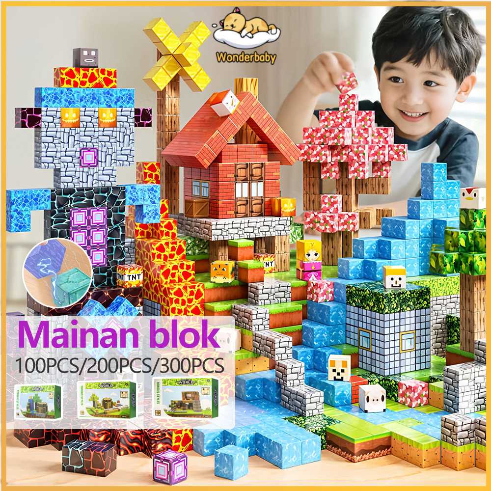 Wonderbaby Mainan Blok Magnetik MC MC Magnet Building Block Toys 3D Assembling Puzzle Toy Doorgift Creative Gift