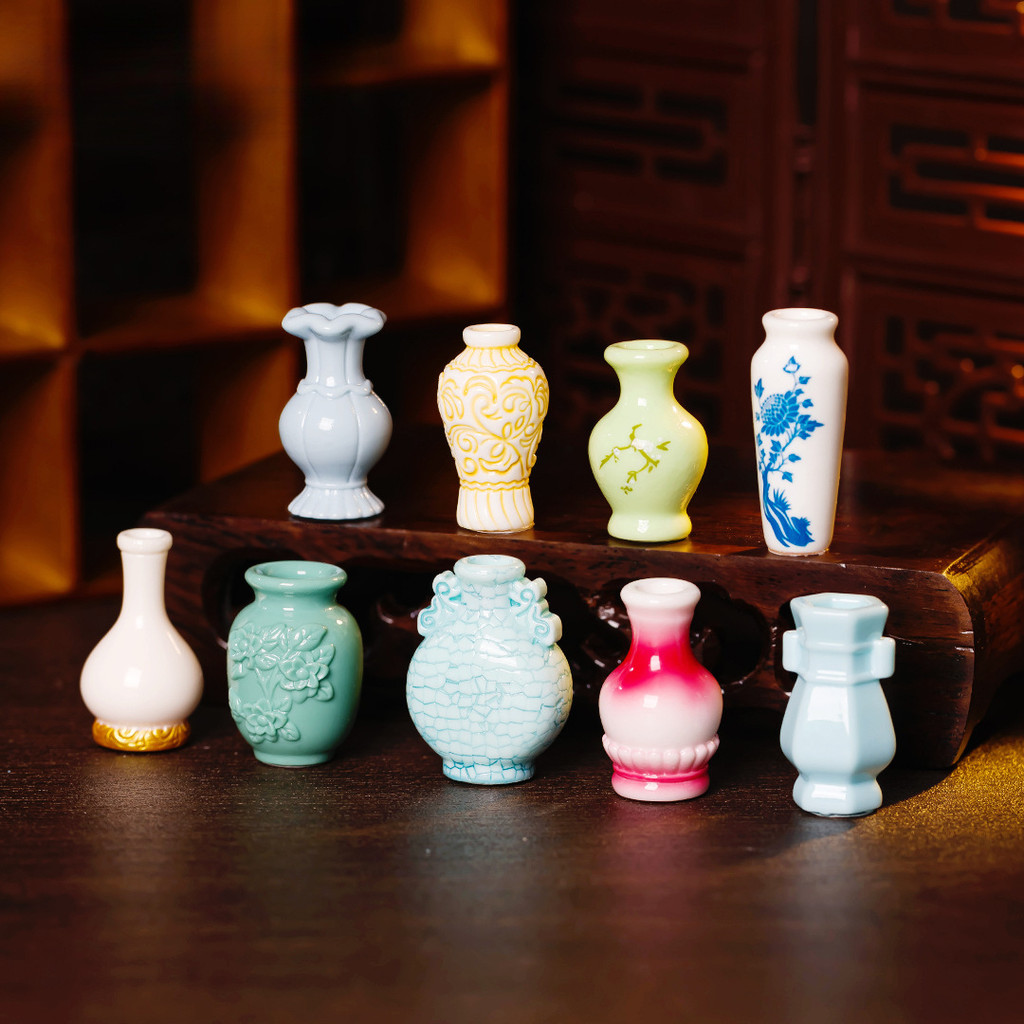 Miniature Antique Vase Decor - DIY Dollhouse & Car Desktop Ornament, Creative Home Accessory