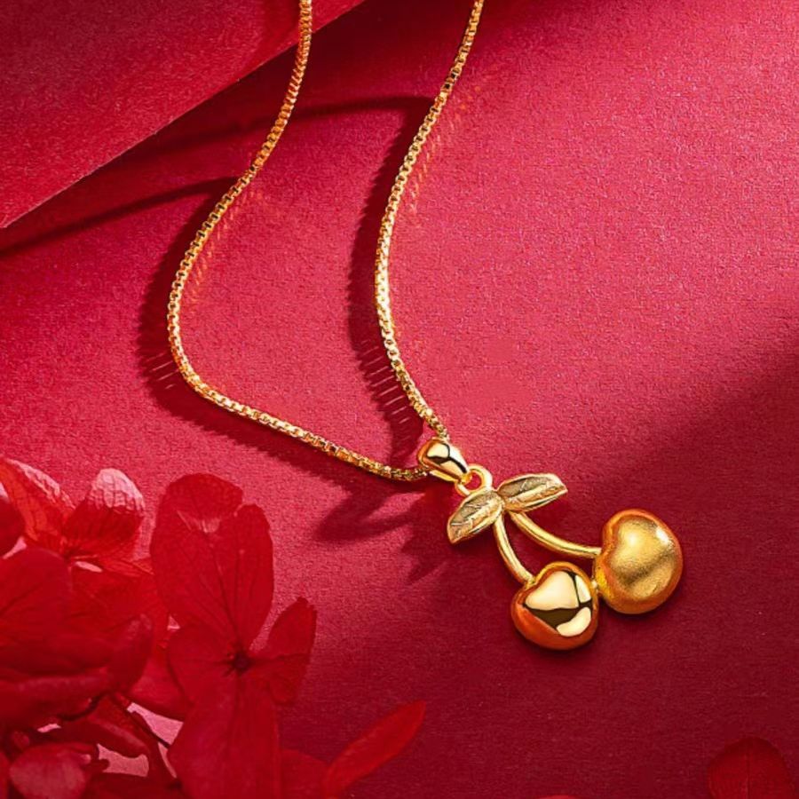 Emas loket 916 Small Cherry /916 gold Cherry Pendant/ charm 916
