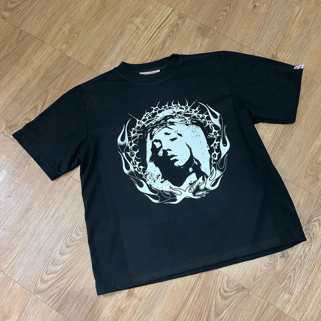 Against Me Black Loose Fit Shirt 220g Cotton T-Shirt