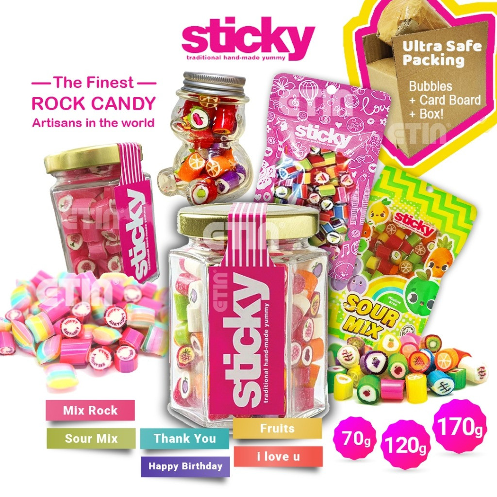 Sticky Candy Gula-Gula Viral HALAL Surprise Gift Thank You / Happy Birthday / I Love You / Sweet Sour Mix Rock Christmas