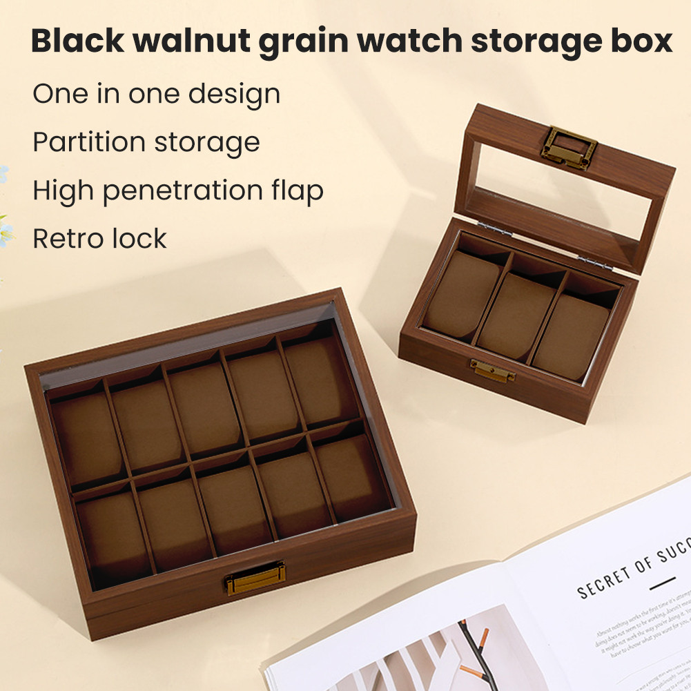 Walnut Solid Wood Watch Storage Box High Capacity Display With Soft Pillows