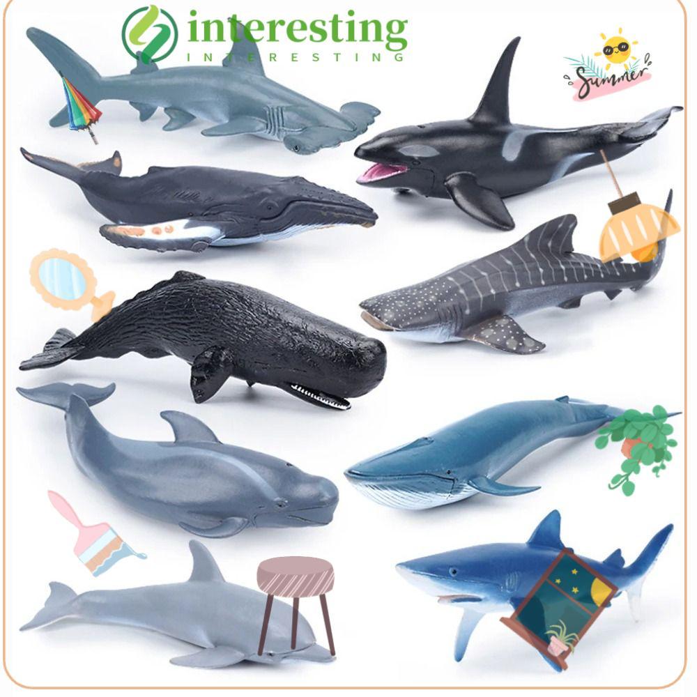 INTERESTING Whale Figurines, Marine Animals Shark Cachalot Simulation Sea Life, Animal Model Educational Toys PVC Ocean Action Figures