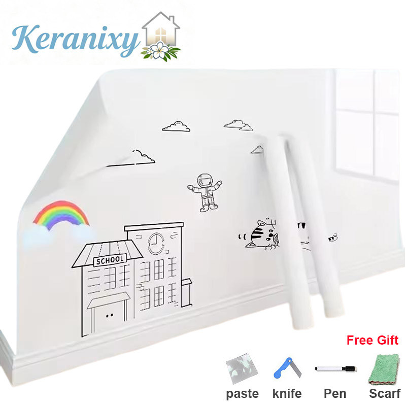  Keranixy Electrostatic Adsorption White Board Wall Stickers Reusable Erasable Graffiti Whiteboard