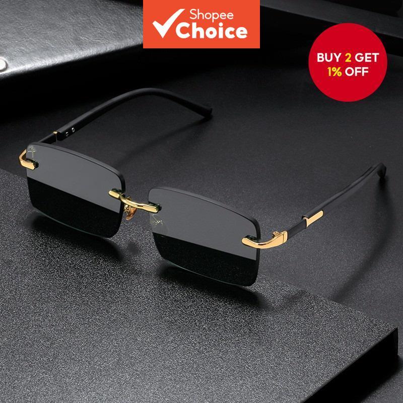 Sunglasses for Women Fashion Rimless Beach Gradient Sunglass Original Lady Retro Branded Shades